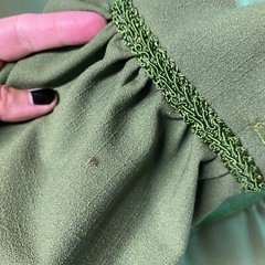 Vintage Handmade Maxi Dress 34″ Bust Green 1970s Column Style Long Sleeve