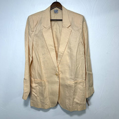 Vintage NWT Worthington Womens 80s Peach Linen Cotton Blend Blazer Jacket Medium