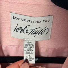 Vintage Lord & Taylor Wool & Cashmere Pink Blazer Oversized Women’s 8