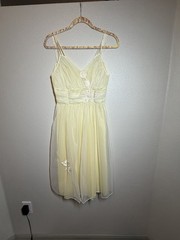 Vtg Sheer Chiffon Ruffles Lingerie Dress Nightgown Peignoir Robe Set S/M