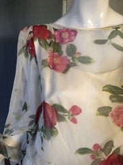 Vtg 80s Constance Saunders RICHARD WARREN Dress 6 Saks FLORAL Print CHIFFON TEA