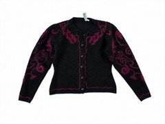 Vintage 1990’s Avant Garde Ganto’s Crewel Embellished Sweater Black Burgundy M