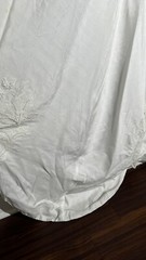Vintage 1960s White Wedding Dress Bridal Gown Bustle Train Floral Applique XXS
