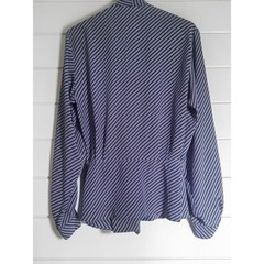 Vintage Evan Picone Size 12 (vintage size) Blue White Wrap Blouse Long Sleeve