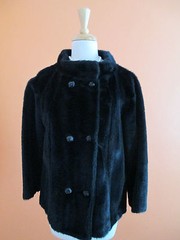 Vtg 50’s-60’s Size L-XL Styled by Winter Black Faux Fur Short Cocktail Jacket