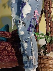 Artsy Upcycled Jeans Womens Reworked Patchwork Y2k Grunge Boho Streetwear 36