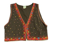 Anokhi Rare Vintage Vest Waistcoat Bejeweled Cotton GB 16 US 14 in Jaipur India