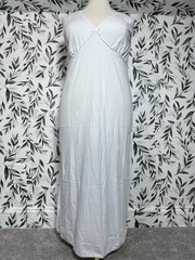 Vintage 100% Cotton Made in Egypt White Nightgown Sz XL Empire Waist A-Line
