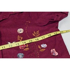 Vintage Dress Shirt Set Studio Ease Size 8 90s Wine Red Butterflies Linen Rayon