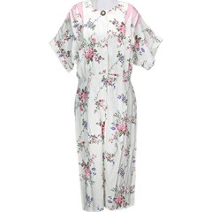 1980s Vintage Dress 40s Style Rayon White Pink Rose Floral Easter Cottagecore 10