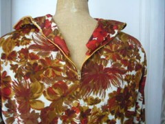 VINT 1980 WOMEN MAROON FLOWERED TURTLE NECK TOP LG SL SZ M SEE MEASUREMENT EX