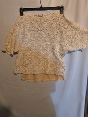 Kyouko Design Studio Vintage Crochet Sweater Women M Cream VTG Cottage core