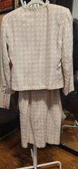 Vintage JAEGER Great Britain Pink & Beige Silk Tweed Jacket (6)& Skirt (8) Suit