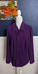 VTG Donna Ricco DR Purple Button Long Button Shirt PLUS Sz 18W Extra Extra Large