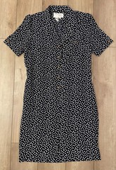 Vintage 80s Schrader Secretary Shirt Dress-Women’s 10P-Black White Heart Pattern