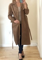 Vintage 70s Faux Suede Button Front Belted Jacket/Dress Sz S/M