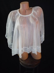 Gorgeous! VTG 50s/60s Sheer Shimmer Caplet/Shawl Lace Trim Lingerie One Sz S,M,L