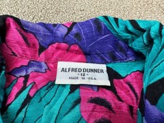 Alfred Dunner Hawaiian Shirt Womens Sz 12 Floral Pink Button Down USA VTG
