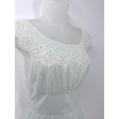 Vtg 60s Godfried house dress sz S semi sheer Yoke lace shabby chic cottage