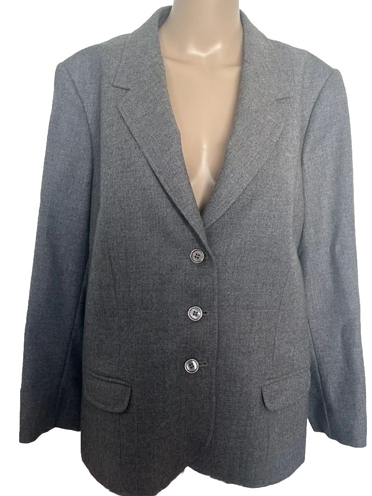 Fletcher Jones Genuine Vintage Grey Wool Blazer Size L 20 Australian Made