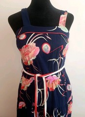 VTG Dash-About Fit And Flare Dress Day House Swing Rockabilly Tropical 1970s M