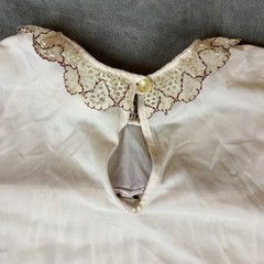 Vintage Deena Nightgown House Dress Lace Detail Sheer Long Sleeve Medium 60s 70s
