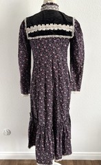Vintage 1970’s Gunne Sax Blue Bow Print Floral Button Down Dress 5 S Victorian