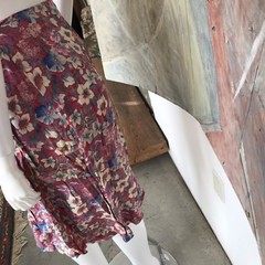 Vintage Jane Schaffhausen Belle France Floral Kneelength Wrap Skirt B SZ 4