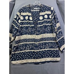 Alfred Dunner Navy Cream Floral Paisley Two Piece Vest Cardigan Set Plus Size 18
