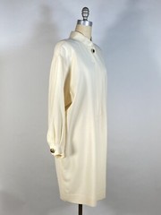 Vintage 1980’s Ivory wool crepe oversize shirt dress by SANDRA OW-WING for NR1