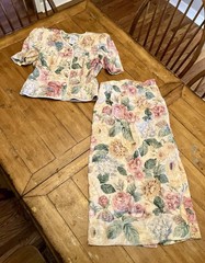 NEW Vtg 80s 2 Pc Suit Dress Joan Leslie Talbots Pastel Floral Puff Sleeve Sz 4
