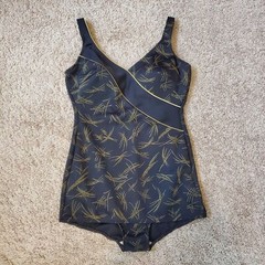 Vintage 60’s Robby Len Bullet Bra Black Gold Swimsuit