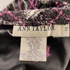 Ann Taylor Poly Wool Blend Skirt, Size 10 90s Pink Black White 28″ Waist