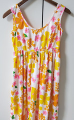 Vintage 1960s Mod PSYCHEDELIC Hawaiian Baby Doll Tiki Dress Midi Kaftan Cotton