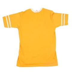 Vintage 1970s MMS Indian Logo Gym V-Neck Ringer T-Shirt Large Yellow White