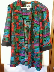 Vintage Kari’s Korner Women’s Open Front Abstract Tunic Jacket, Size 20, #3763