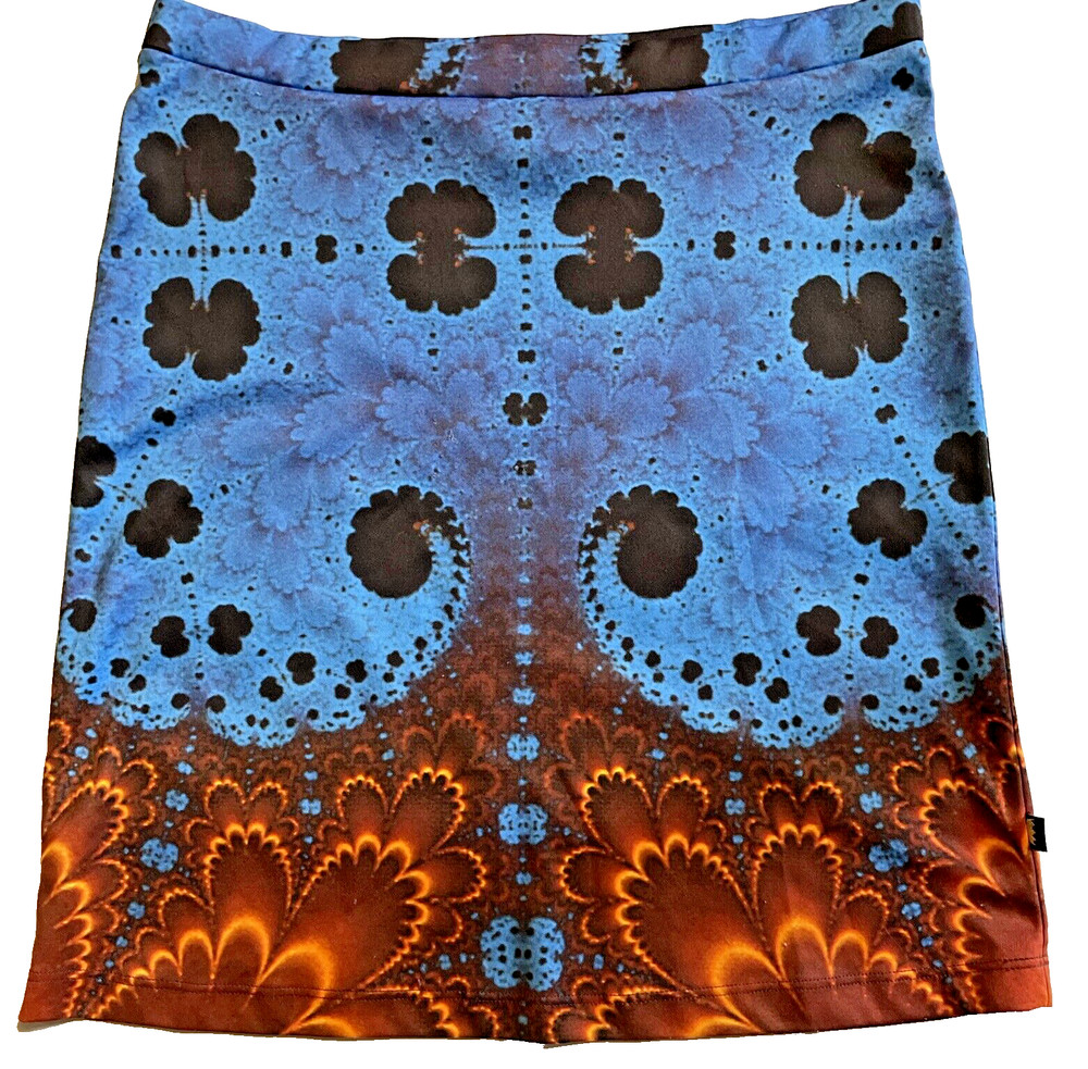 Rare Vintage Todd Oldham TO2 Polyester Graphic Print Heat Map? Mini Skirt Size M