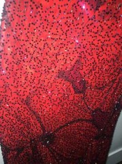 SALE!! GORGEOUS Vtg 80s 90s BEADED Red Floral Cut Out Mermaid Trophy Maxi Dress