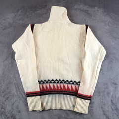 Vintage 70s Mr Jump Sweater Size 3 Collared 1/4 Zip Pullover Ivory Aztec