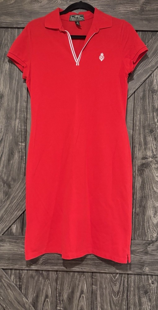 VINTAGE Lauren Active Polo Ralph Lauren Bright Red Collared Dress – Medium
