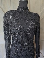 1980s D’ore Silk Sheer Beaded Dress sz 10