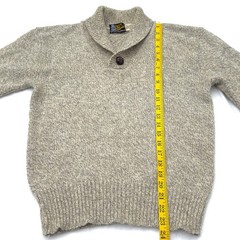 Vintage Casco Bay Traders Grey Beige Wool Blend Retro Ski Shawl Collar Sweater L