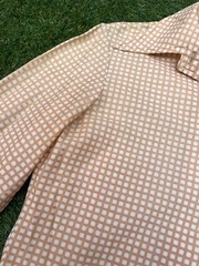 QUEEN CASUALS – VINTAGE 1970s 70s GREEN LONG SLEEVE STRETCH KNIT BUTTON-UP –