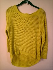 Vtg Allen B by Allen Schwartz green sweater high low hem zip in back boat neck