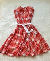 Vintage Orange checkered Donna Reed cotton dress size 4