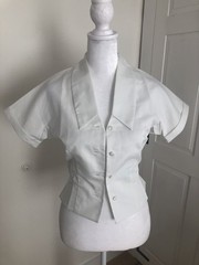 RARE Genuine Vintage 1950s White Waitress Blouse XS Soda Shop Diner Americana