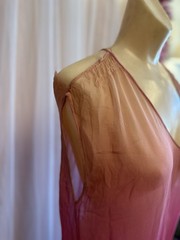 Vintage Antique 20s Flapper Dress Silk Chiffon Pink Ombre Beaded As Is XS