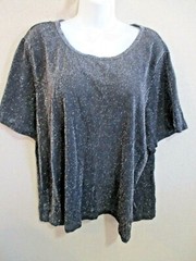 VTG California Concepts Top Plus Size 3X Black & Silver Metallic Sparkly Sheer E