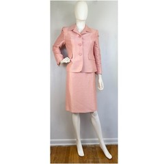 Vintage Women’s Skirt Suit Pink White Thread Blazer & Skirt Y2K Size 6 Petite