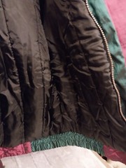 Vtg 90s Iridescent Patchwork Velvet Tapestry Full Zip Puffer Jacket Women’s XS